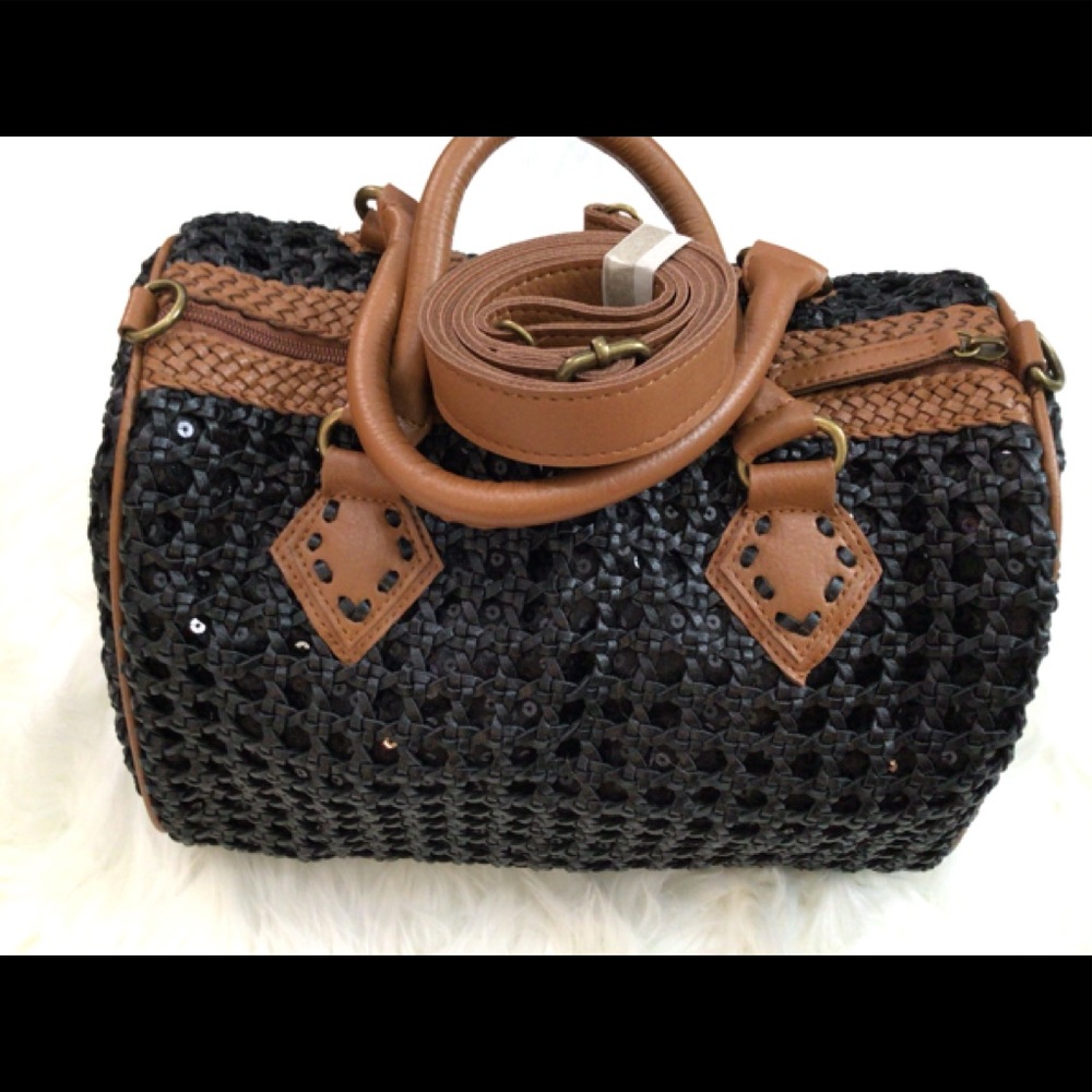 NWT Streetlevel Woven/Sequin Boston Bag w/strap